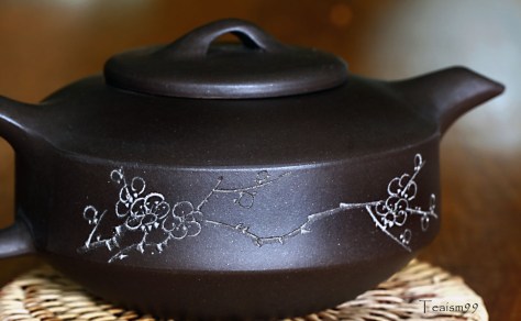 Plum Blossom Carving on late 1970s Yixing teapot